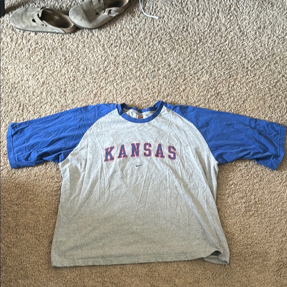 Nike Gray and Blue Long Sleeve Tee